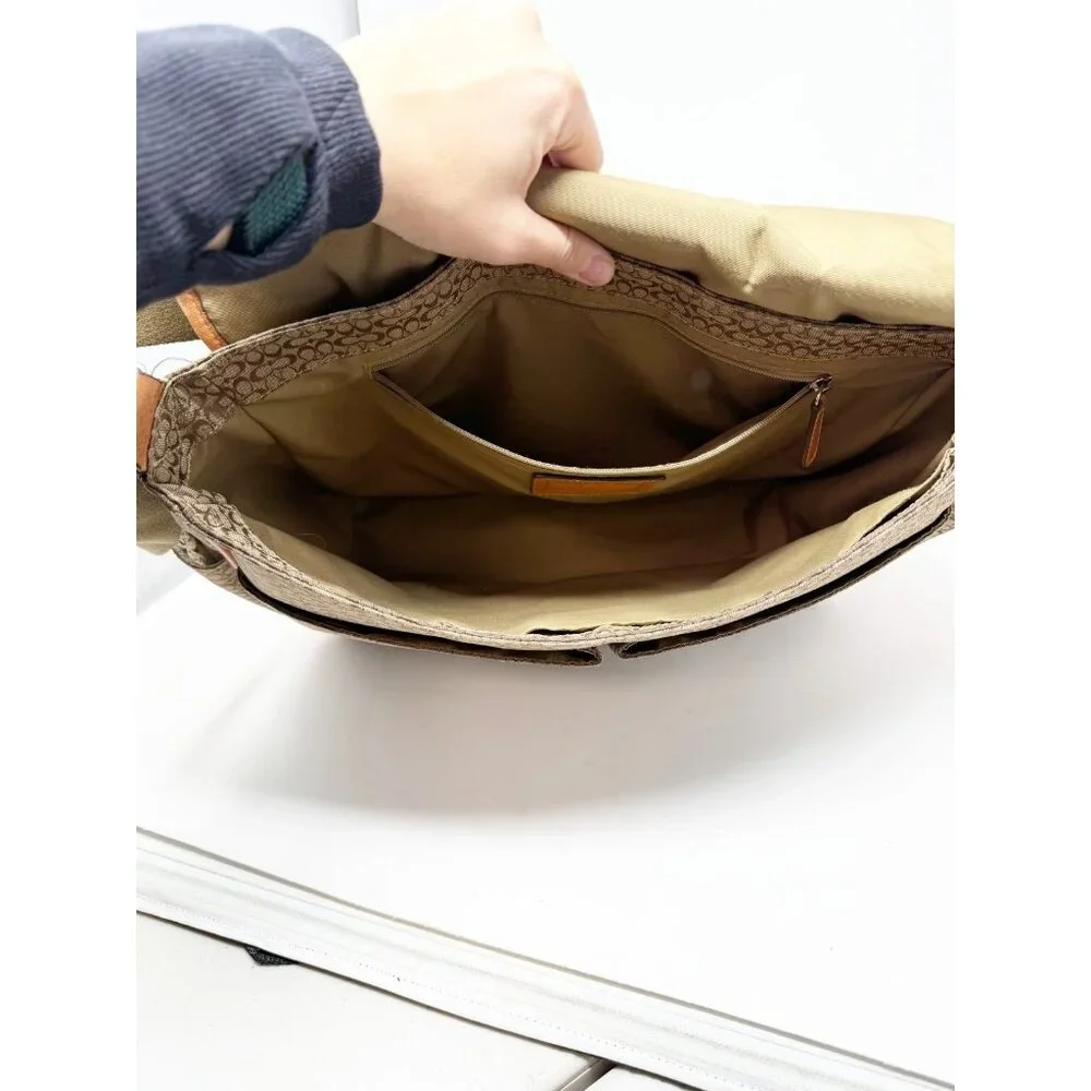 Coach Vintage Y2K‎ Hudson Commuter Messenger Bag F77004 Jacquard Brown Tan
